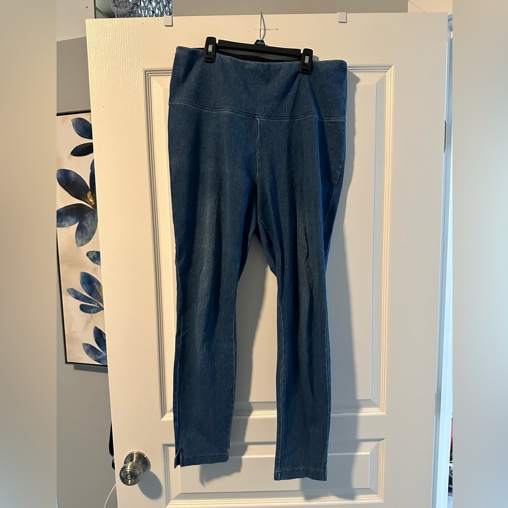 Lysse faux denim full length leggings jeggings medium wash size XL